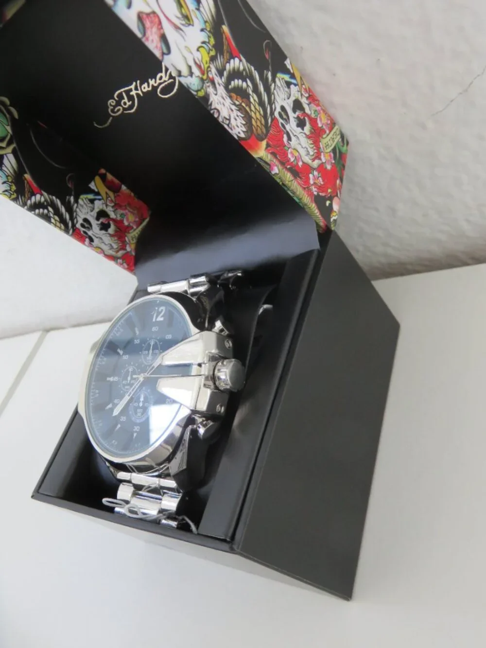 (#140) Ed Hardy Men's Watch Blue/Sliver Strap
